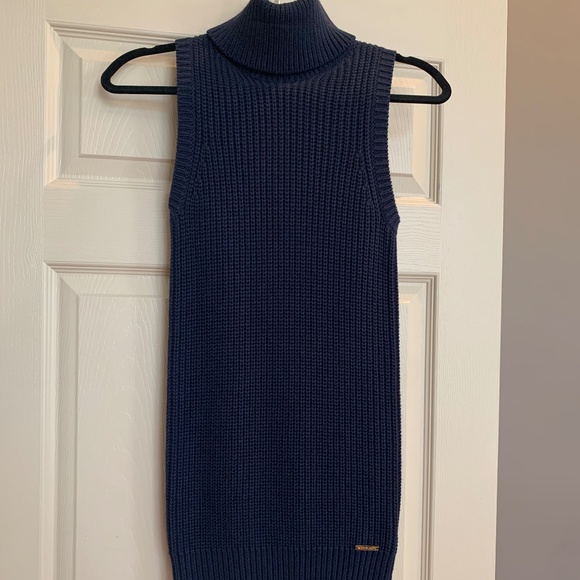 Michael Kors Navy Blue Sleeveless Turtleneck Sweater sz S - Picture 1 of 7